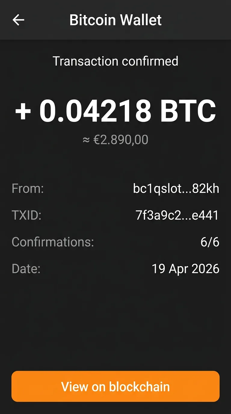 Подтверждена транзакция Bitcoin на 0.04218 BTC