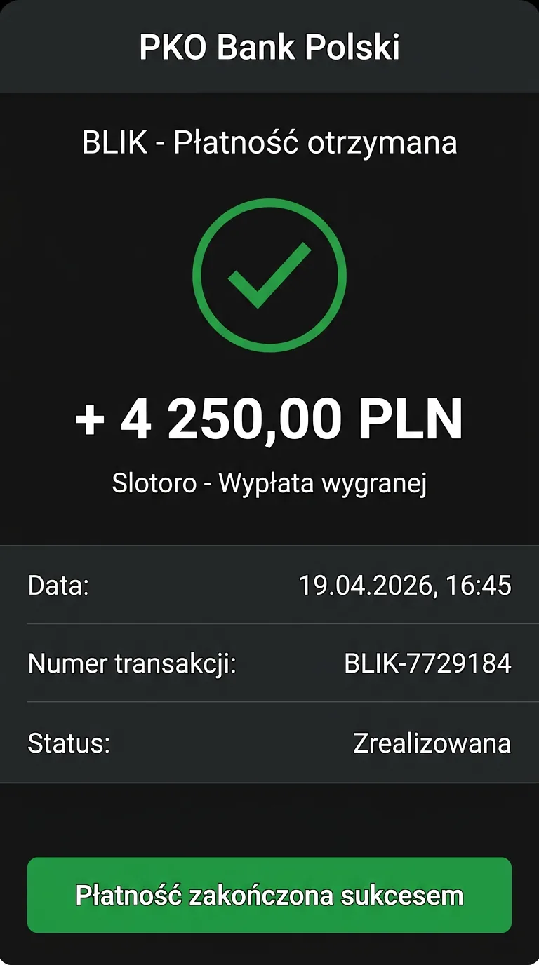 Получен платеж BLIK на 4250 PLN