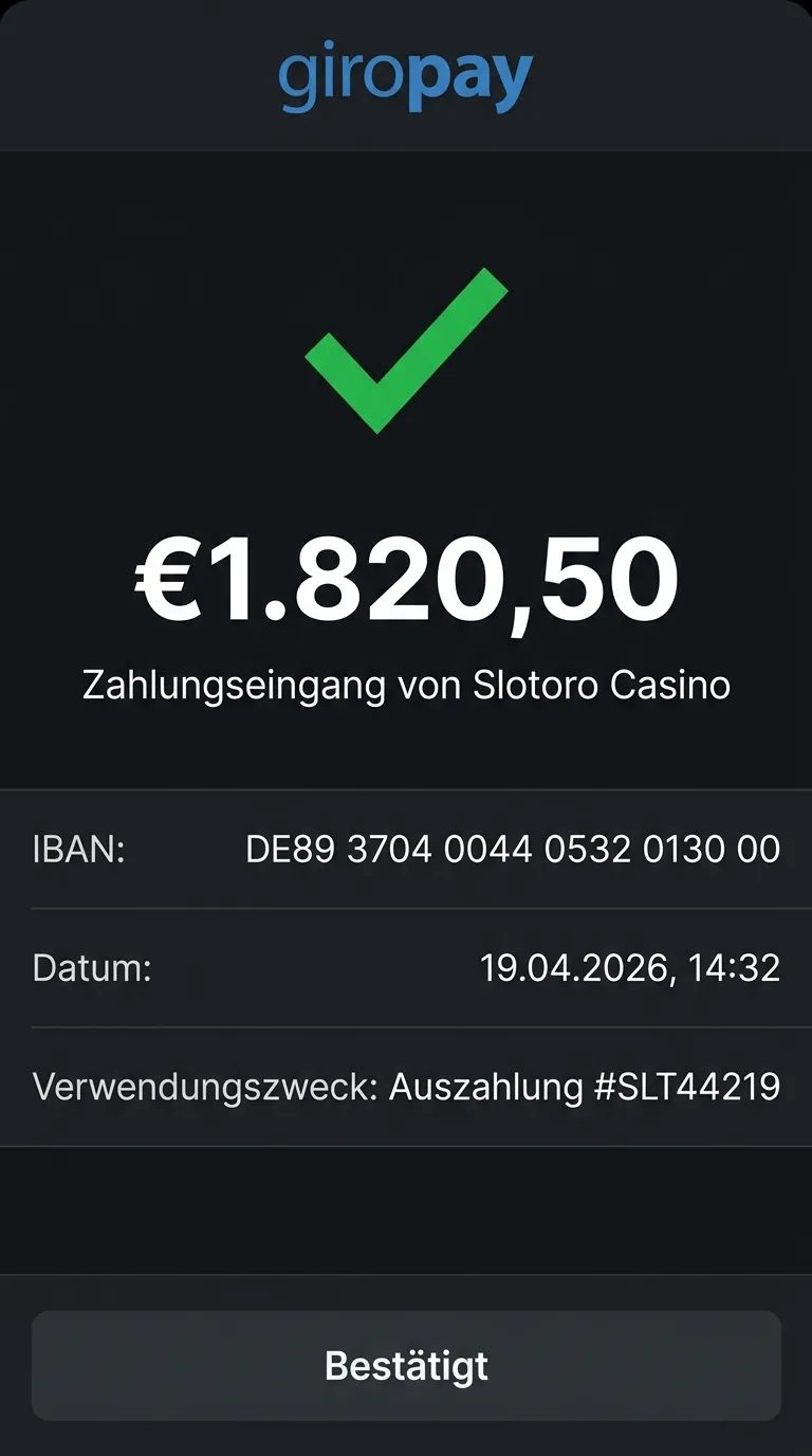 Подтверждение выплаты Giropay на 1820 EUR