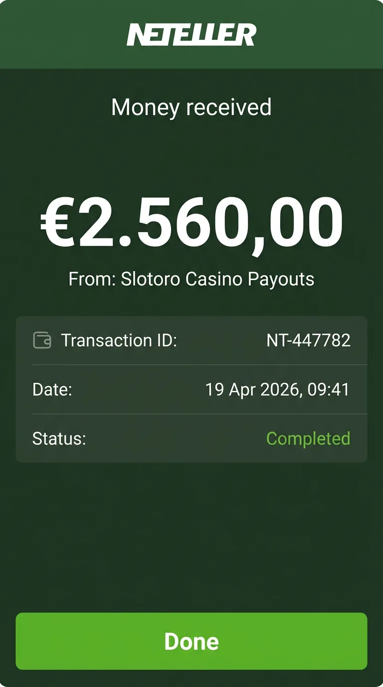Получен платеж Neteller на 2560 EUR